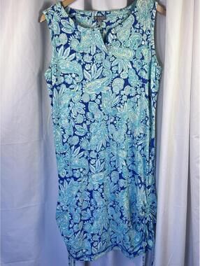 T By Talbots Dress Womens Blue Paisley Sleeveless Knee Length Shirt Dress Med P